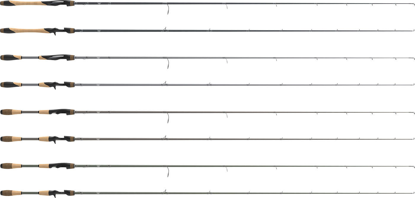 Array of Fenwick fishing rods